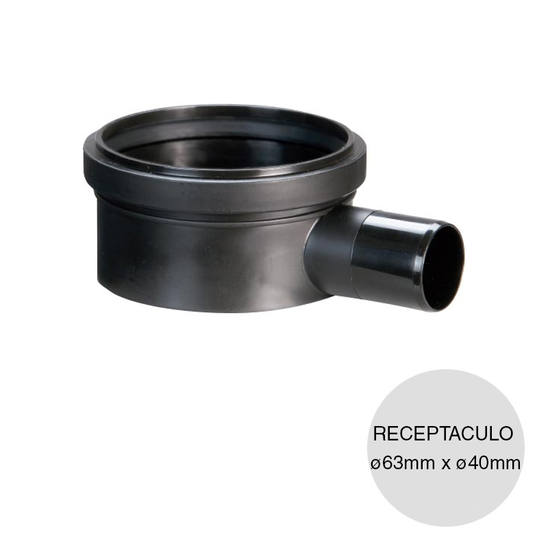 Receptaculo horizontal bajo desagüe polipropileno union deslizante ø 63mm x ø 40mm