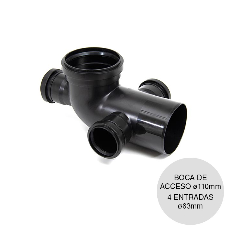 Boca acceso vertical desagüe polipropileno union deslizante salida ø 110mm / 4 entradas ø 63mm