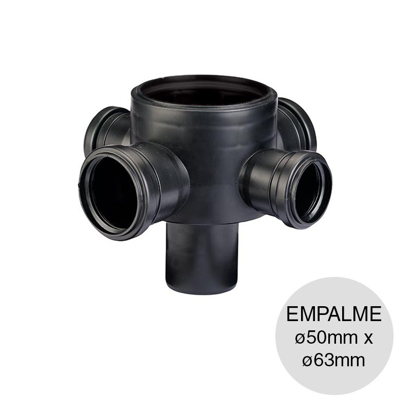 Empalme acceso vertical desagüe polipropileno union deslizante salida ø 50mm / entrada ø 63mm