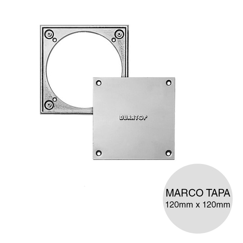 Marco bronce tapa acero inoxidable desagüe 120mm x 120mm
