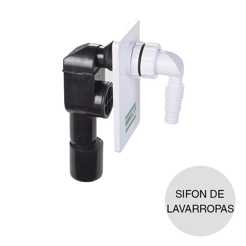 Sifon pared lavarropas desagüe polipropileno union deslizante ø 40mm salida rosca ø 3/4 "
