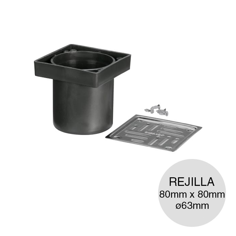 Kit rejilla eco portamarco desagüe polipropileno union deslizante 80mm x 80mm x ø 63mm