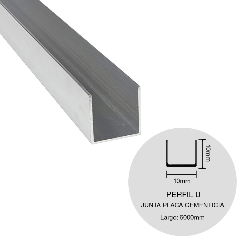 PERFIL JUNTA SUPERBOARD ALUMINIO U 10X10X6000MM