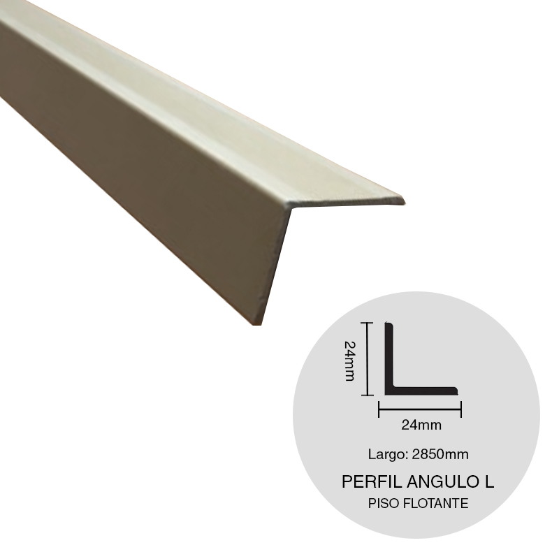 PERFIL ANGULO PISO FLOTANTE ALUMINIO L CHAMPAGNE 24X24X2850MM