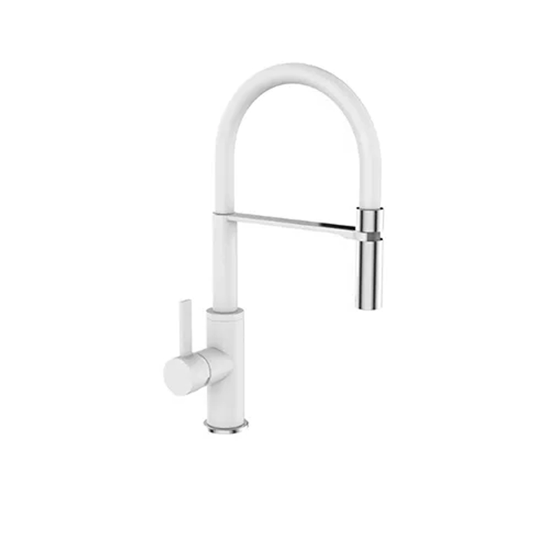 Griferia cocina acero monocomando Lima Chromatic blanco cromado brillante