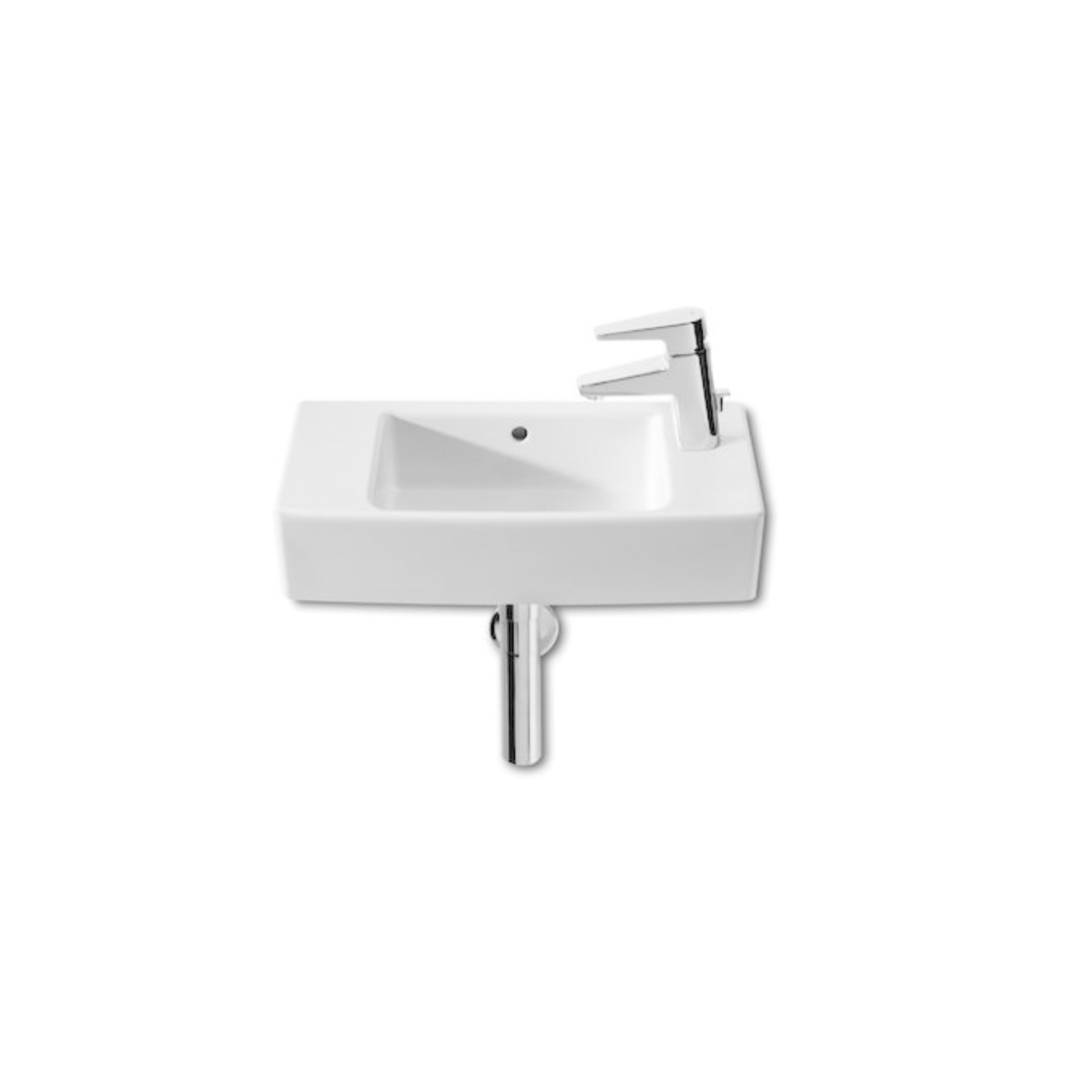 Bacha lavatorio porcelana Hall de apoyo y colgar 1 agujero lateral derecho blanco brillante 115mm x 255mm x 515mm