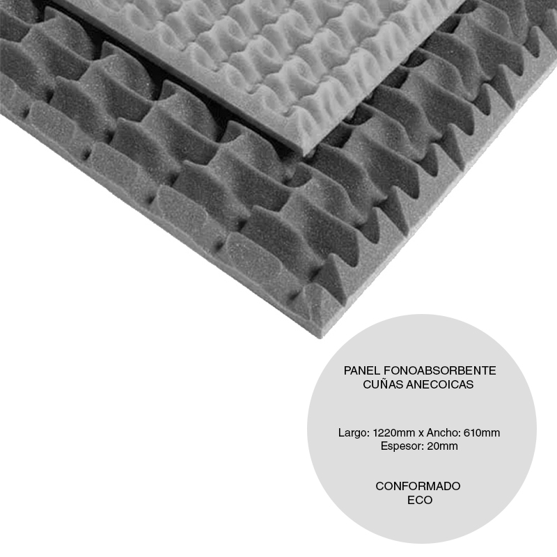FONOABSORBENTE CONFORMADO ECO GRIS 20X610X1220MM 20U X14.88M2