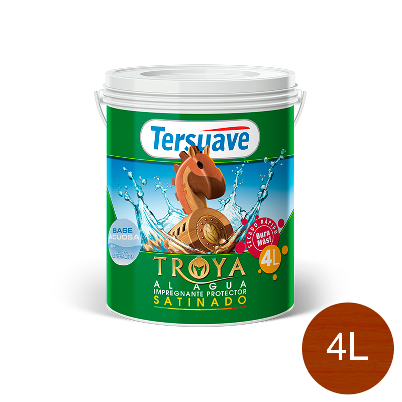 Impregnante Protector de Madera Secado Rapido Satinado Troya Caoba 4L