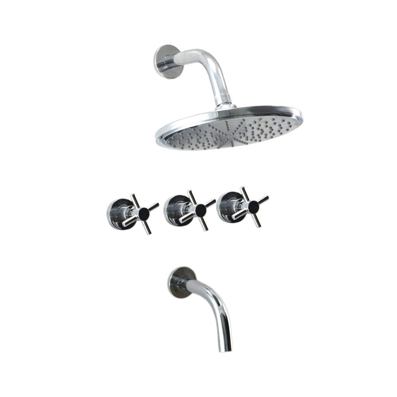 Griferia ducha metalica con transferencia Aruma Cruz Plus flor grande cromado brillante