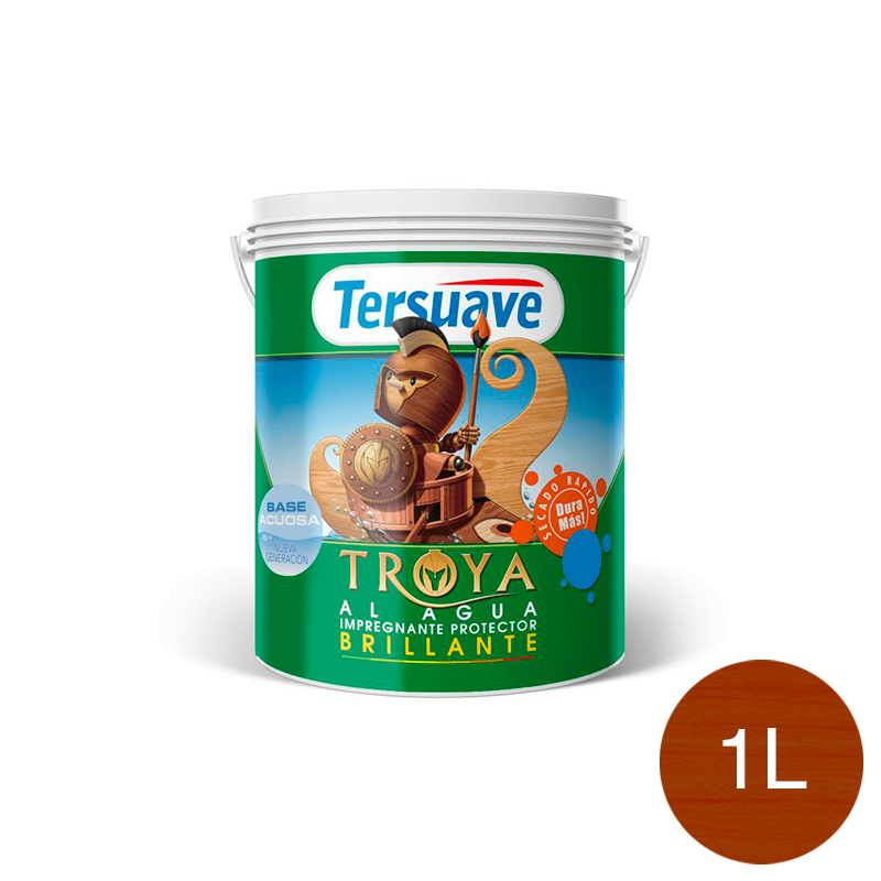 Impregnante Protector de Madera Secado Rapido Brillante Troya Caoba 1L