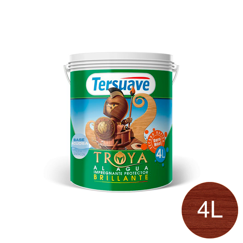 Impregnante Protector de Madera Secado Rapido Brillante Troya Nogal 4L