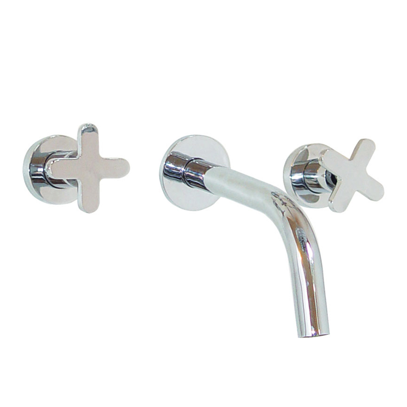 Griferia lavatorio metalica pared Mailen cromado brillante