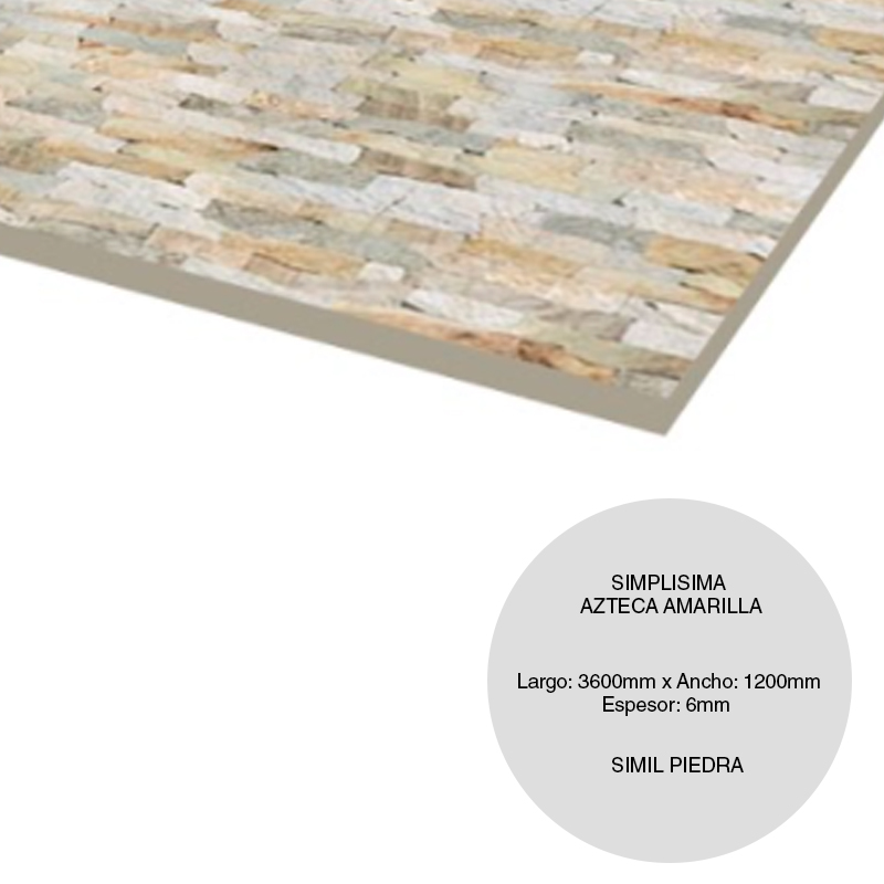 Placa cementicia decorativa Simplisima simil piedra azteca amarilla 6mm x 1200mm x 2400mm