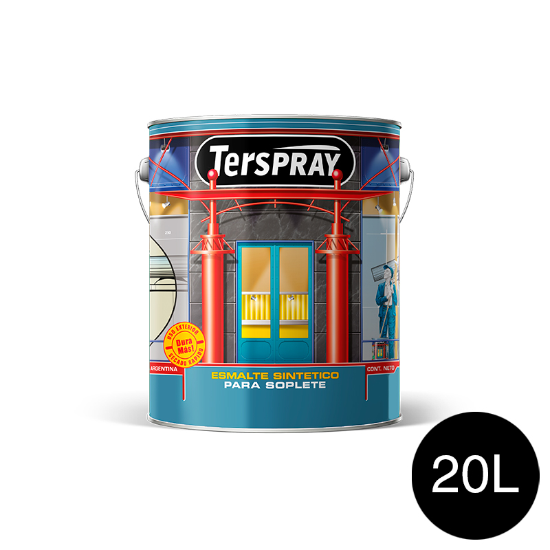 Esmalte sintetico Terspray para soplete secado rapido negro brillante balde x 20l