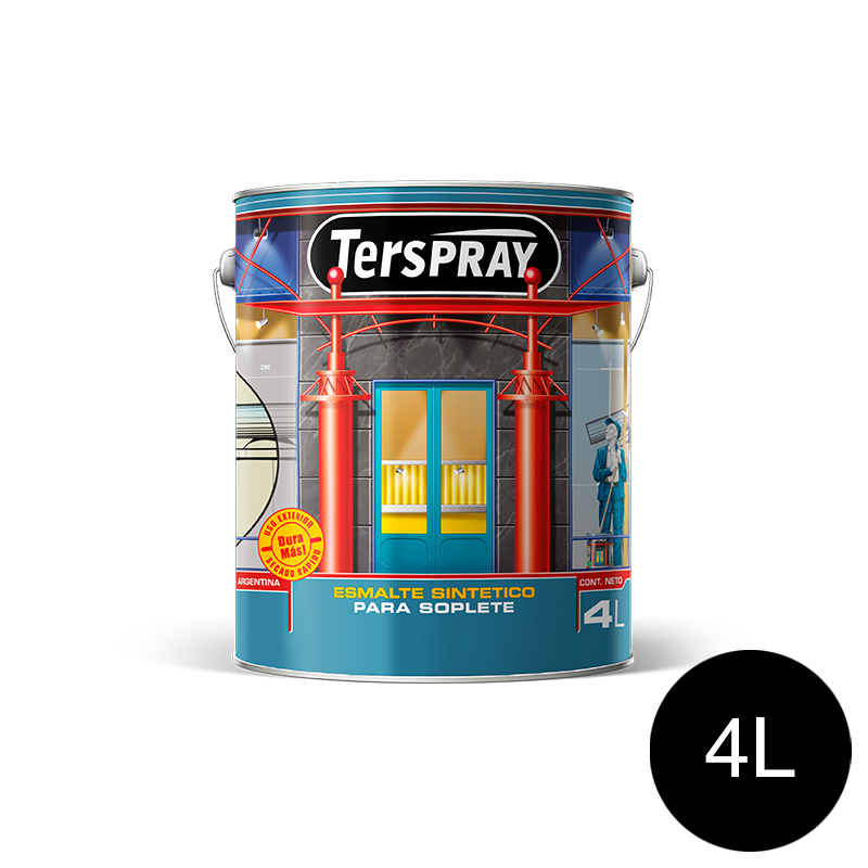 Esmalte sintetico Terspray para soplete secado rapido negro mate lata x 4l