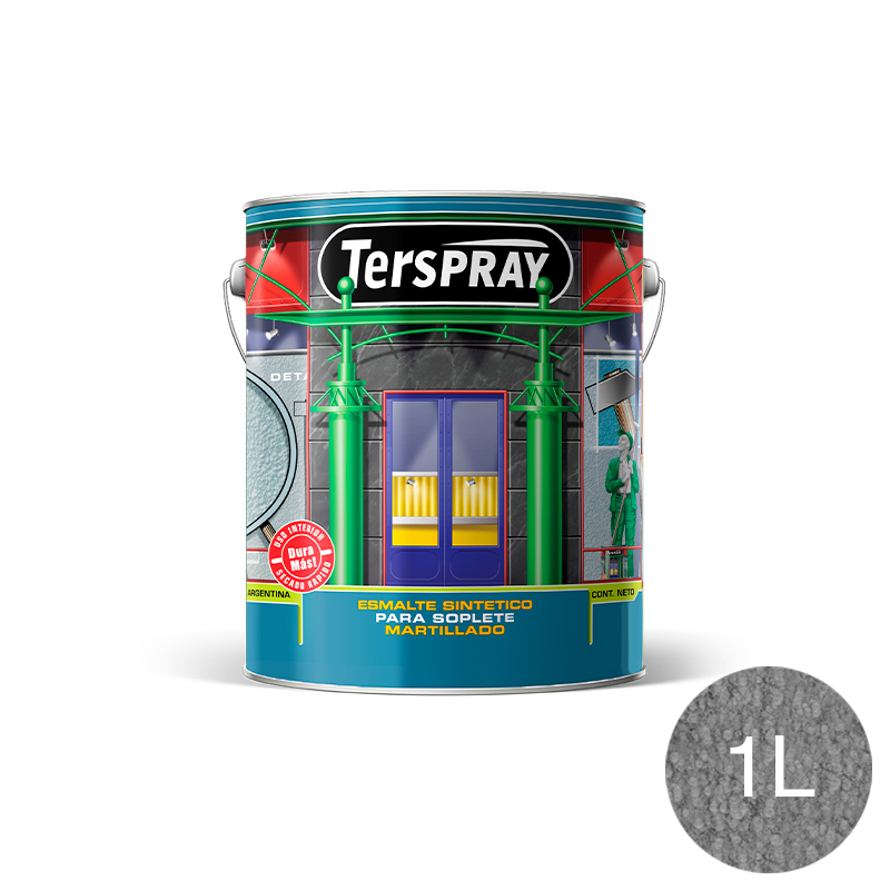 Esmalte sintetico Terspray para soplete martillado secado rapido gris acero brillante lata x 1l