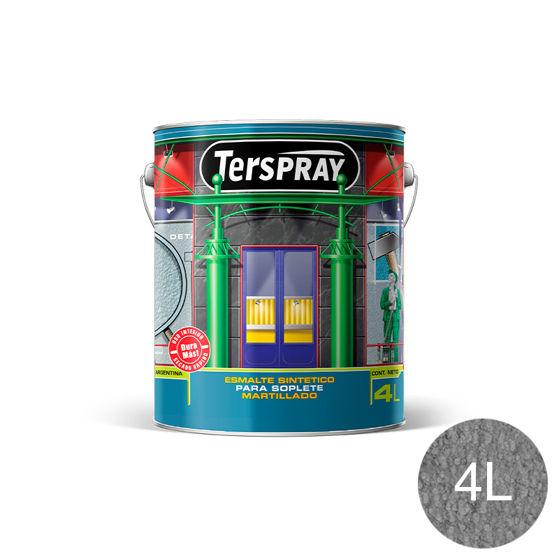 Esmalte sintetico Terspray para soplete martillado secado rapido gris acero brillante lata x 4l