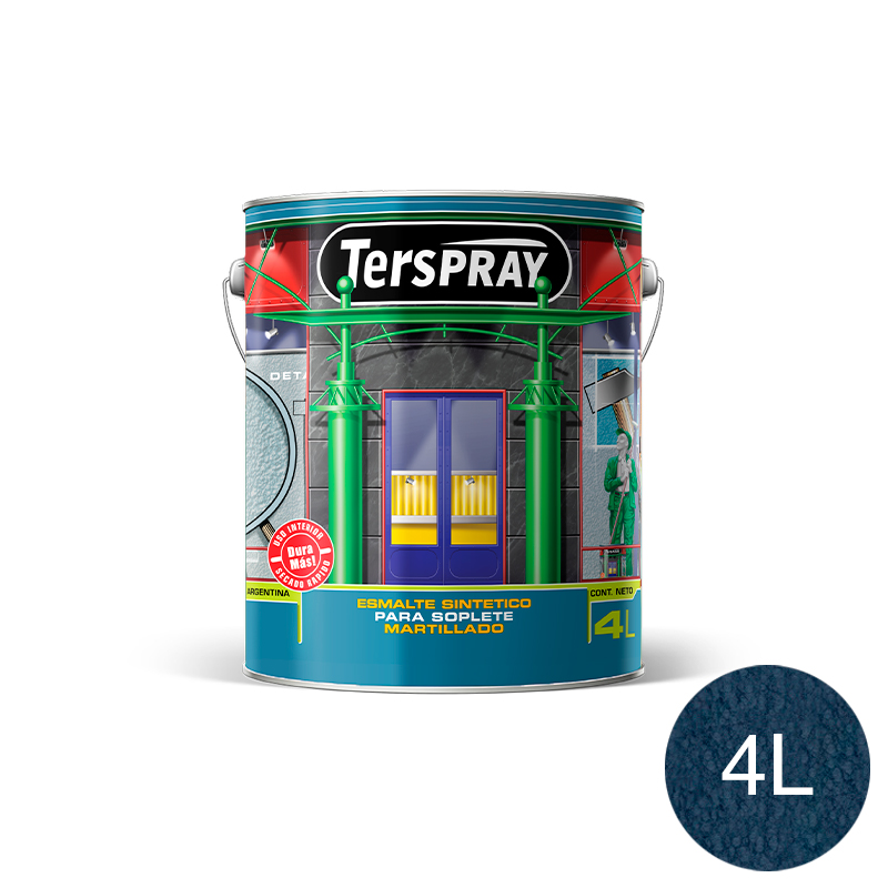 Esmalte sintetico Terspray para soplete martillado secado rapido azul oscuro brillante lata x 4l