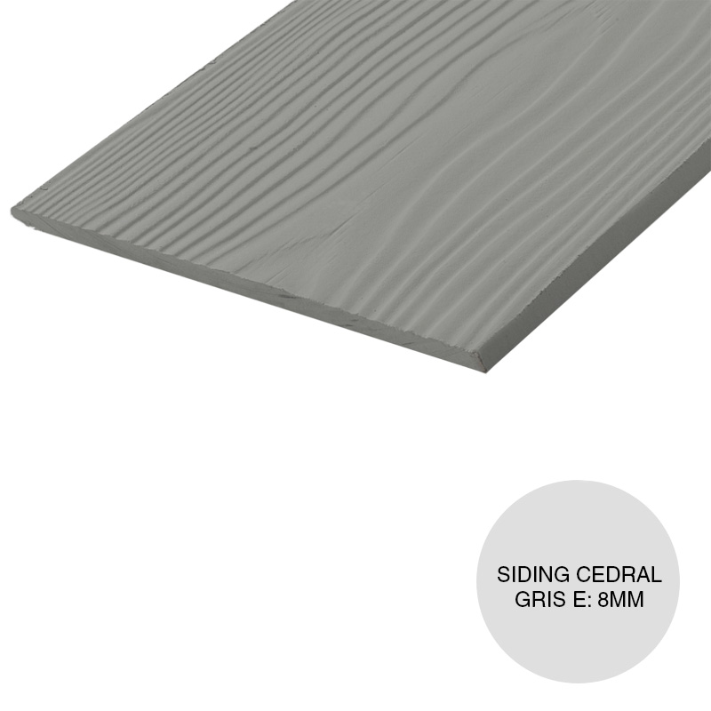 Placa cementicia construccion seco siding cedral texturado simil madera gris exterior 8mm x 200mm x 3600mm