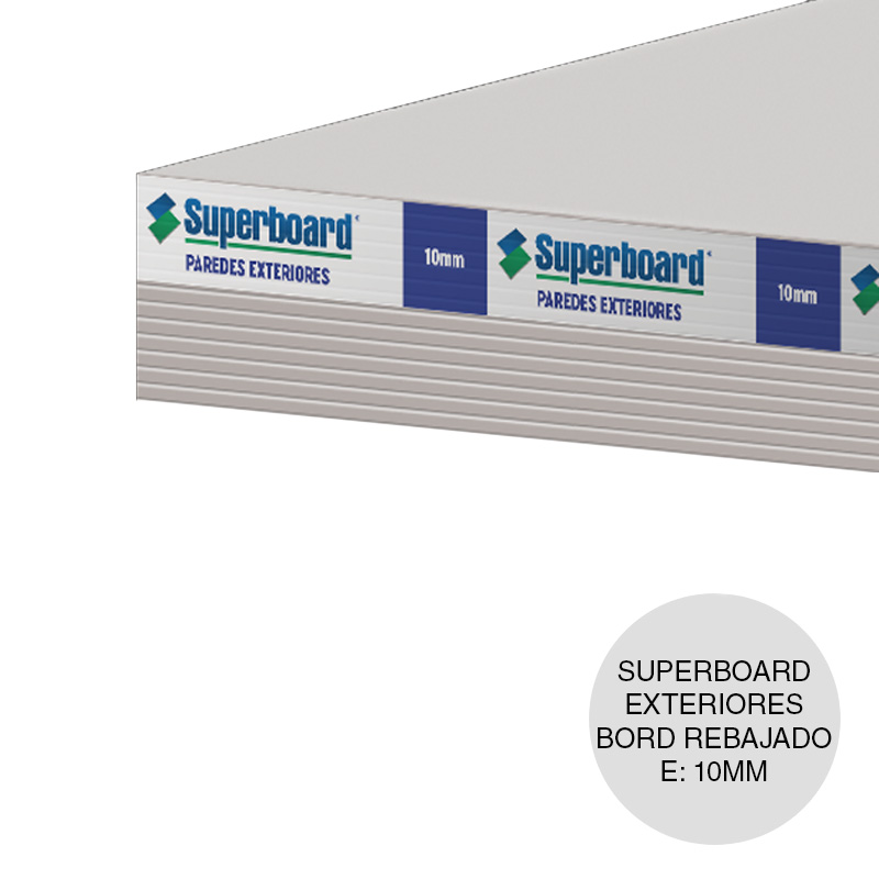 Placa cementicia contruccion seco Superboard Exteriores borde rebajado 10mm x 1200mm x 2400mm
