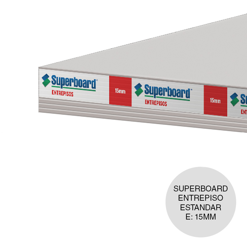 Placa cementicia construccion seco Superboard entrepiso estandar 15mm x 1200mm x 2400mm