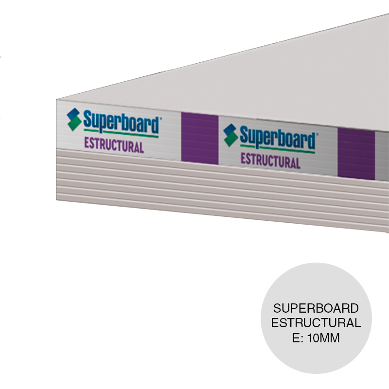 Placa cementicia construccion seco Superboard Estructural borde recto 10mm x 1200mm x 2400mm
