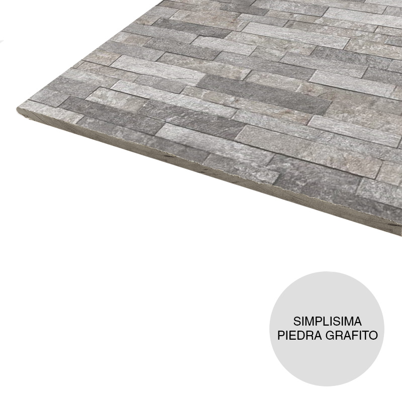 Placa cementicia decorativa construccion seco Simplisima piedra ceniza borde recto 6mm x 1200mm x 2400mm