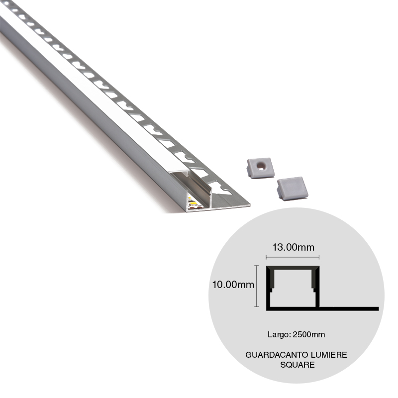 Varilla guardacanto pared aluminio lumiere quadra led simple oro mate 10mm x 13mm x 2500mm