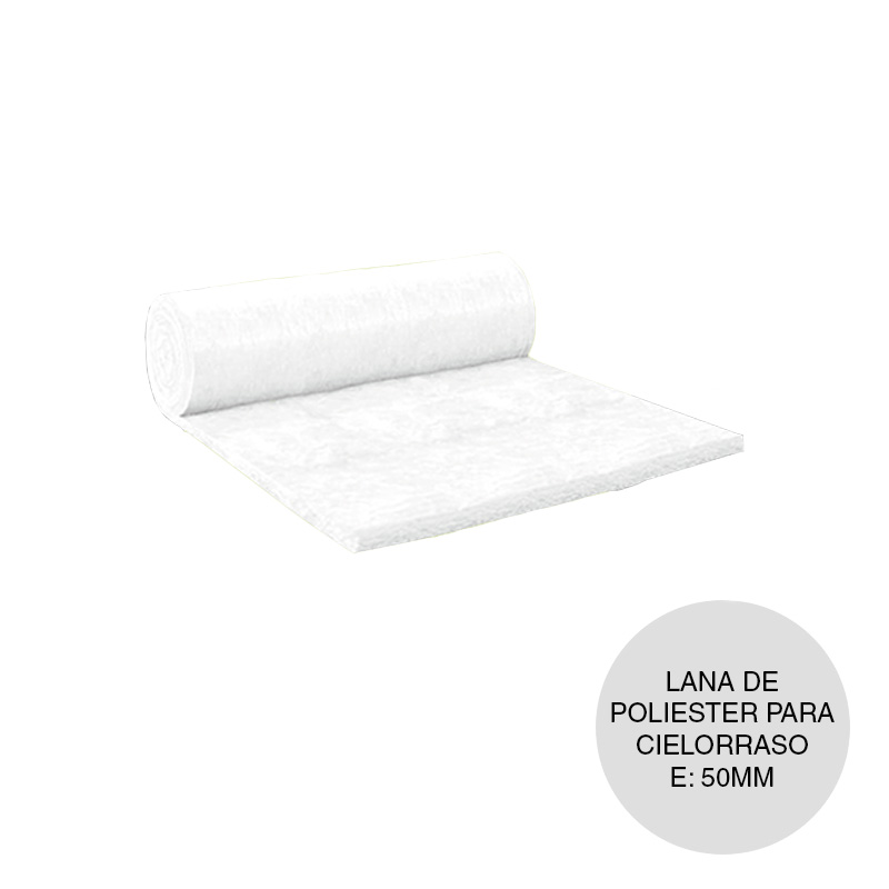 Lana poliester aislante termico acustico cielorrasos rollo 50mm x 1200mm x 12.5m