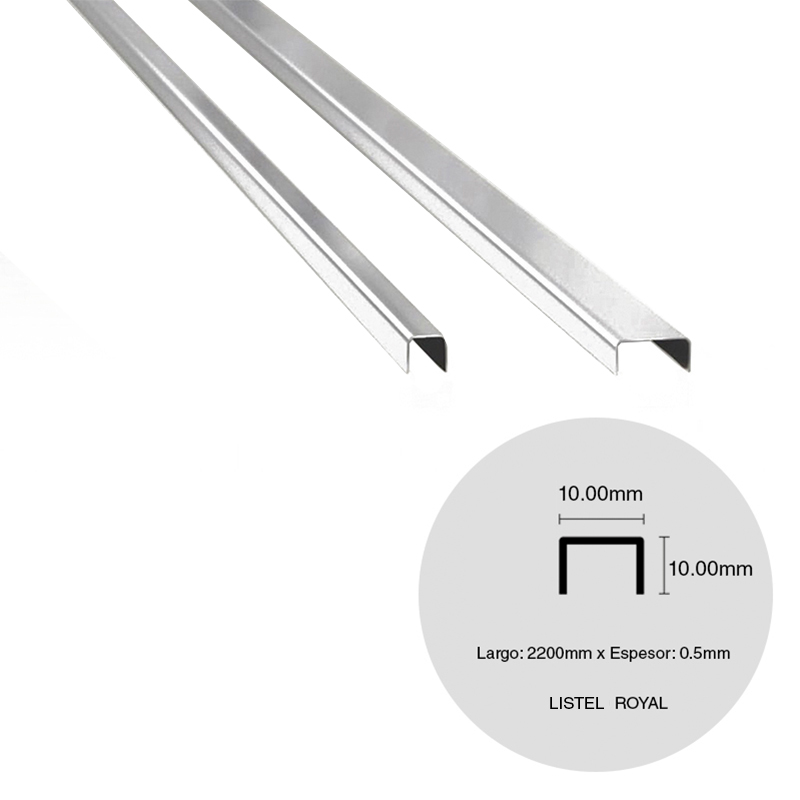 Listel pared acero inoxidable royal brillante 0.5mm x 10mm x 10mm x 2200mm