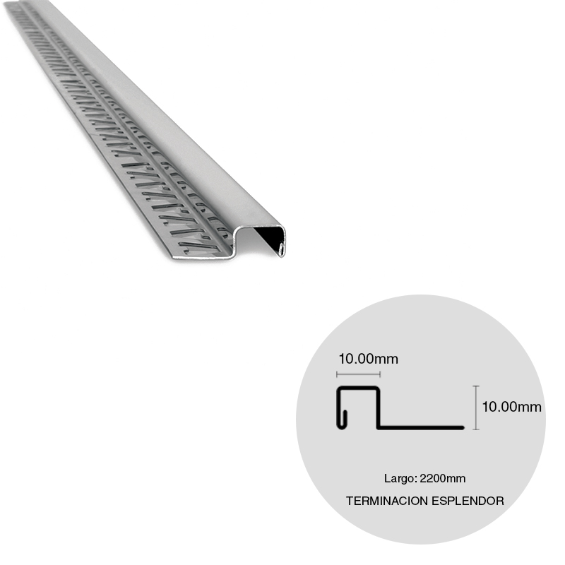 Varilla terminacion cuadrada pared y revestimiento acero inoxidable esplendor brillante 0.5mm x 10mm x 10mm x 2200mm