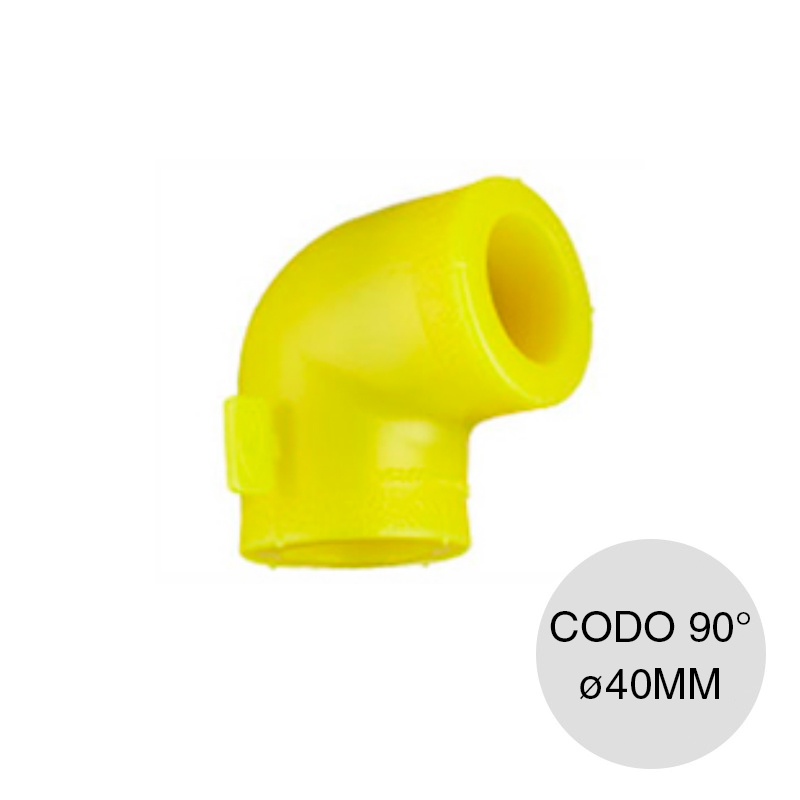 Codo 90° alma acero polietileno gas union thermofusion ø 40mm