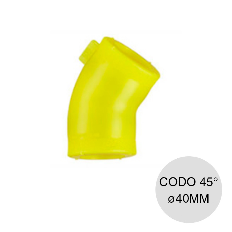 Codo 45° alma acero polietileno gas union thermofusion ø 40mm