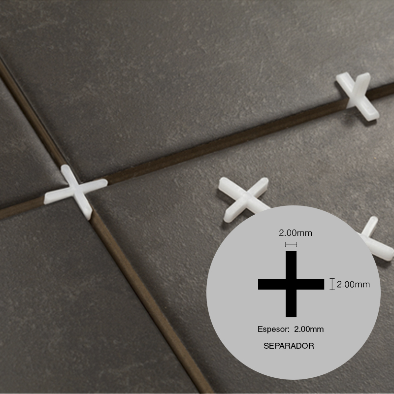 Separador cruz juntas piso y revestimiento ceramico polietileno blanco 2mm bolsa x 250u
