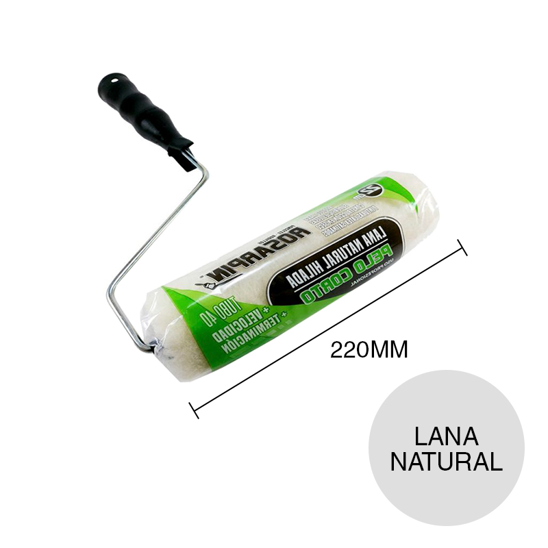 Rodillo lana natural hilado pelo corto tubo 40mm x 220mm