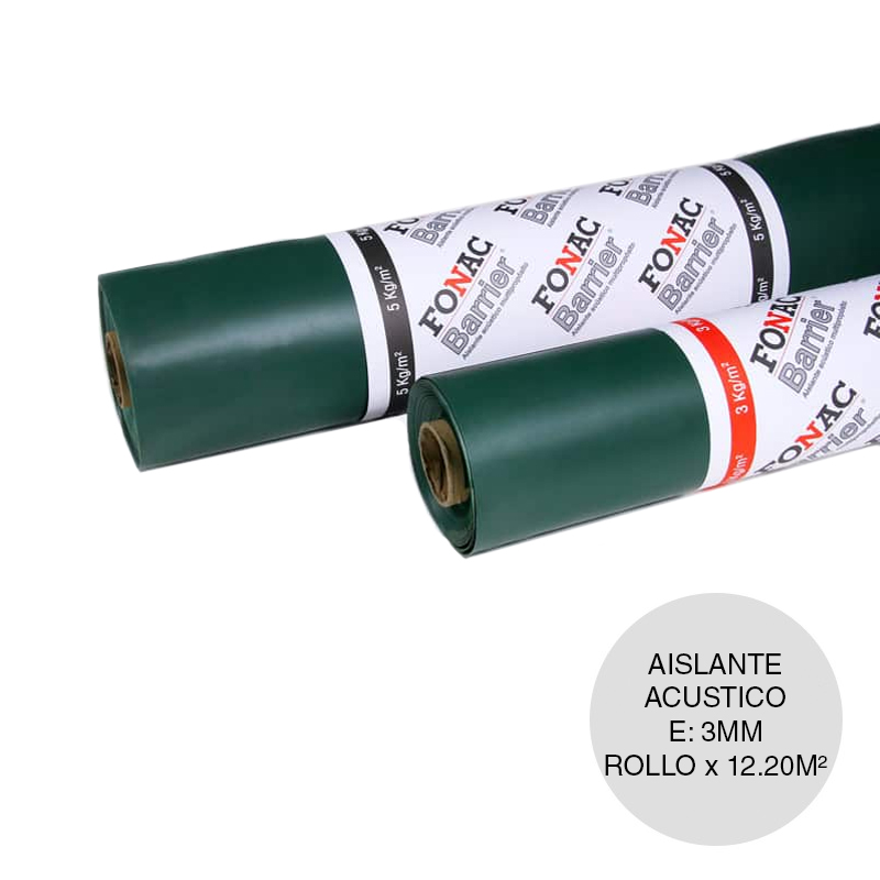 Aislante acustico vinilico Barrier multiproposito 3mm x 1220mm x 10m rollo x 12.20m²