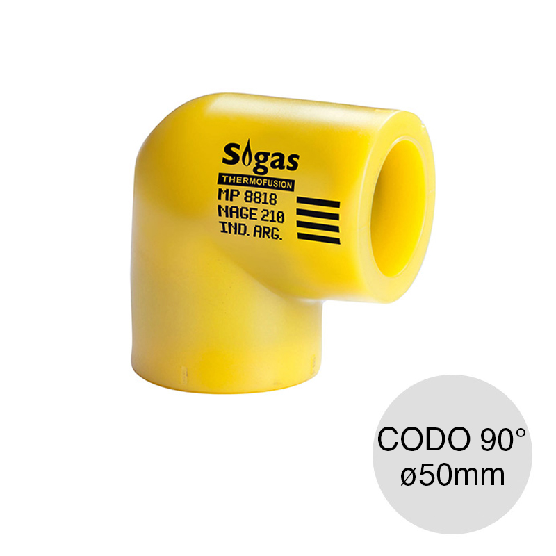 Codo 90° alma acero polietileno gas union thermofusion electrofusion ø 50mm