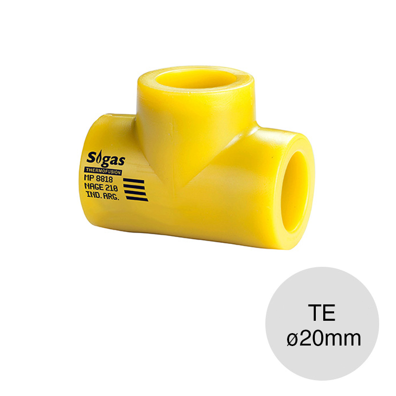 Tee normal alma acero polietileno gas union thermofusion electrofusion ø 20mm
