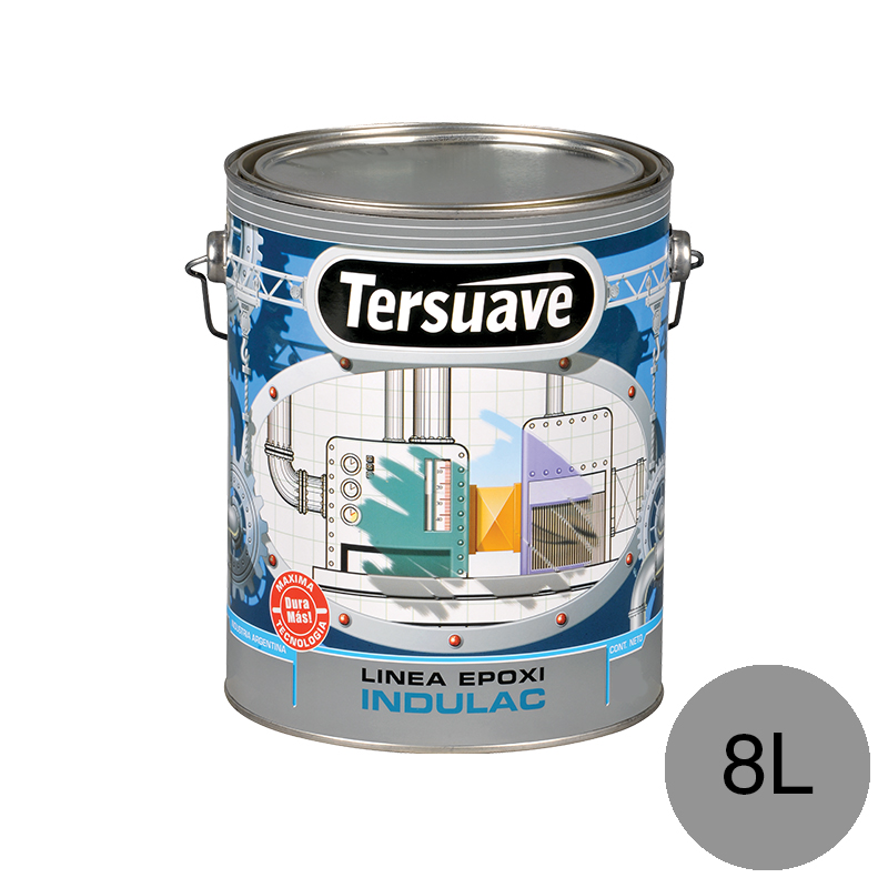 Recubrimiento autoimprimante epoxi Indulac Altos Solidos HB bituminoso gris Industrial semi mate balde x 8l