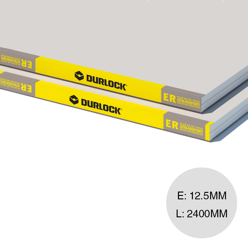 Placa yeso construccion seco Extra Resistente 12.5mm x 1200mm x 2400mm