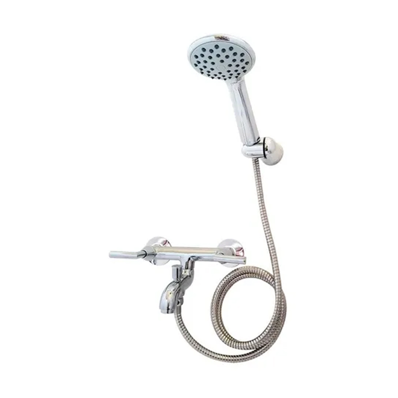 Griferia bañera metalica con transferencia exterior Aukan Lever cromado brillante