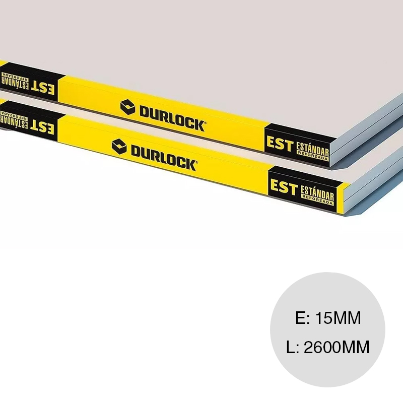 Placa yeso construccion seco estandar STD reforzado interior 15mm x 1200mm x 2600mm