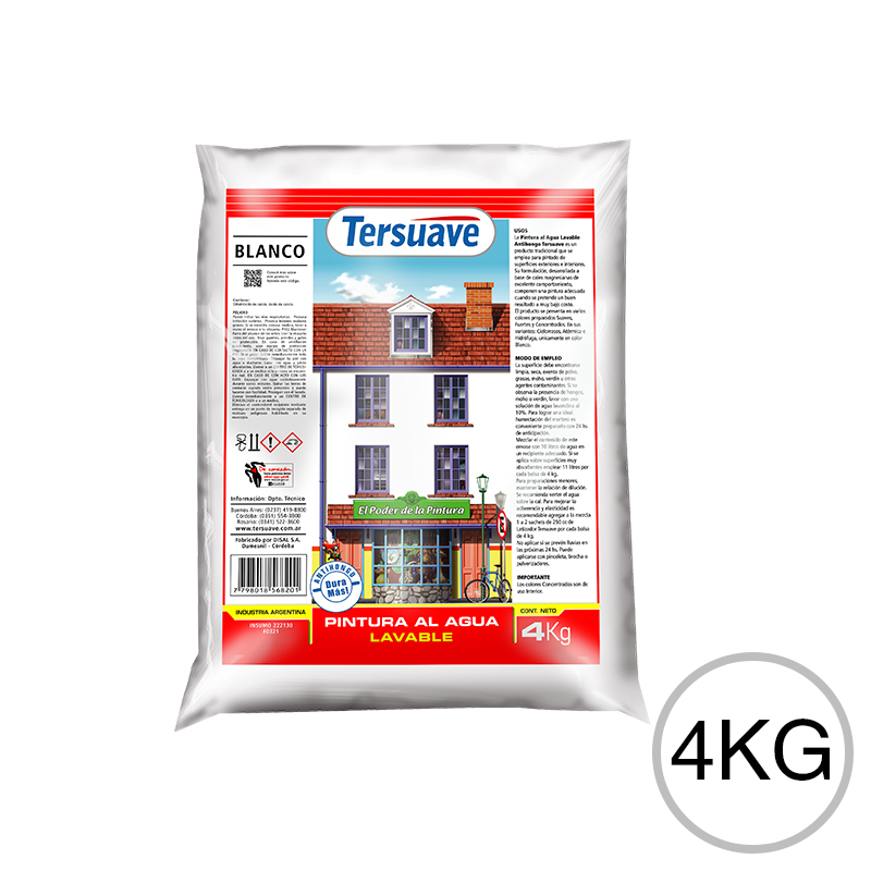 Pintura en polvo a la cal antihongo lavable exterior interior blanco mate bolsa x 4kg