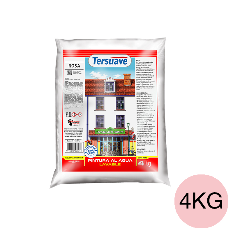 Pintura en polvo a la cal antihongo lavable exterior interior rosa mate bolsa x 4kg