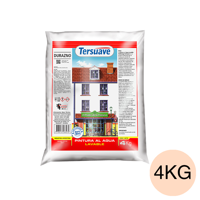 Pintura en polvo a la cal antihongo lavable exterior interior durazno mate bolsa x 4kg