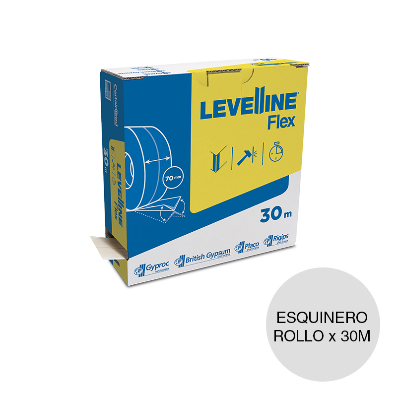 Esquinero flexible alta resistencia Placo LEVELLINE rollo x 50mm x 30m