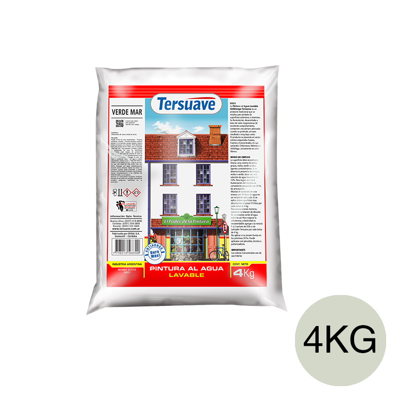 Pintura en polvo a la cal antihongo lavable exterior interior verde mar mate bolsa x 4kg