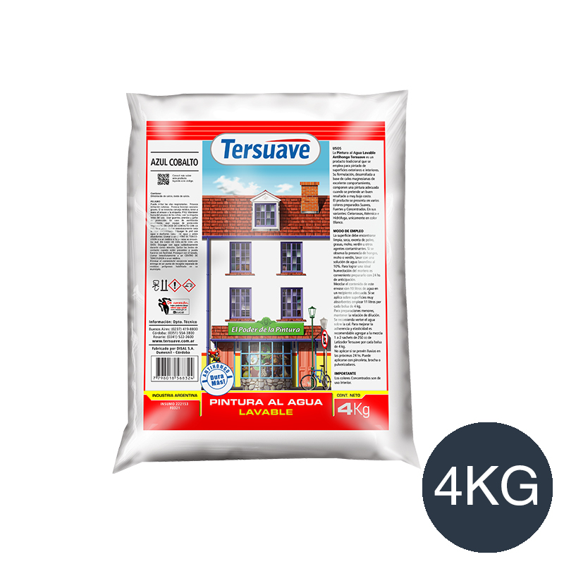 Pintura en polvo a la cal antihongo lavable exterior interior azul cobalto mate bolsa x 4kg