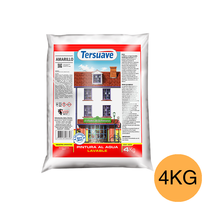 Pintura en polvo a la cal antihongo lavable exterior interior amarillo mate bolsa x 4kg
