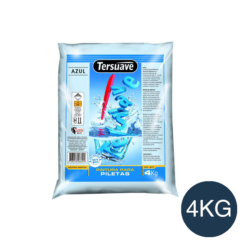 Pintura en polvo a la cal piletas/piscinas antihongo exterior interior azul mate bolsa x 4kg